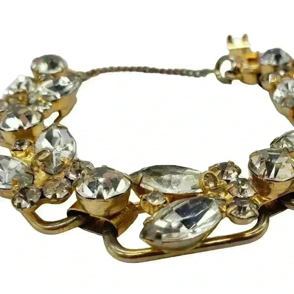 Vintage Bracelet D&E JULIANA big Chunky Rhinestone Gold 7 Link RARE Statement - Picture 2 of 7